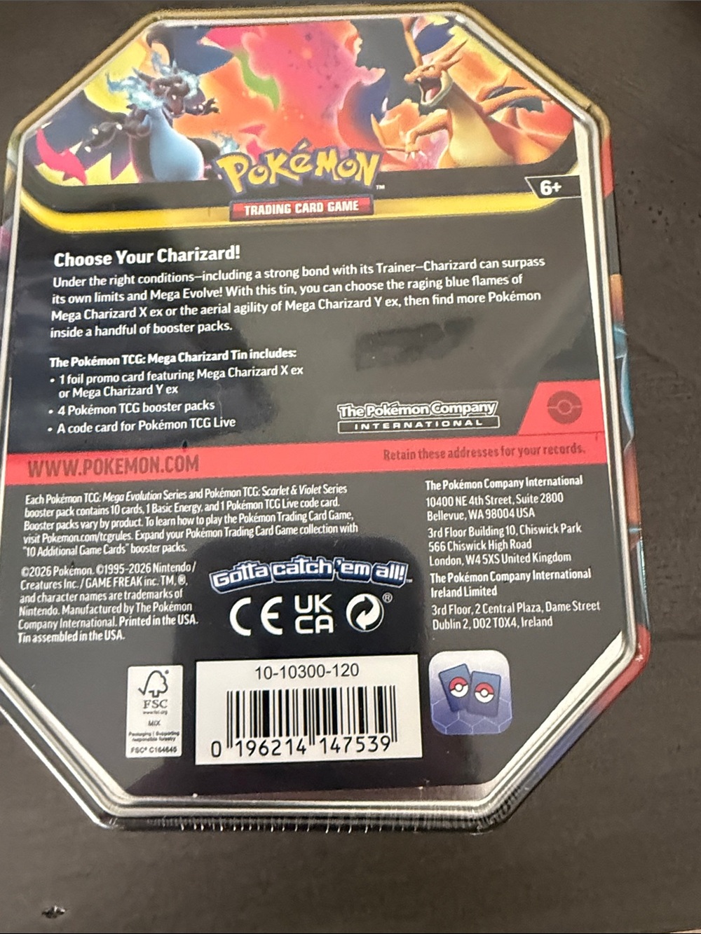 Pokemon Mega Charizard X Tin - Blue, Pink, Green, Yellow - Picture 2 of 2